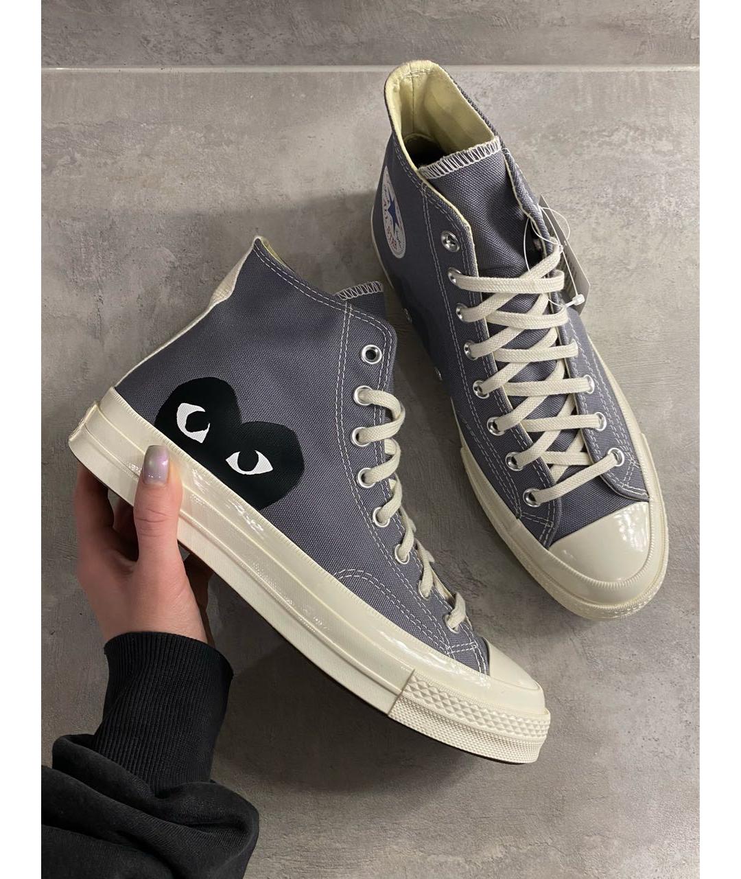 COMME DES GARÇONS PLAY Серые текстильные высокие кроссовки / кеды, фото 2