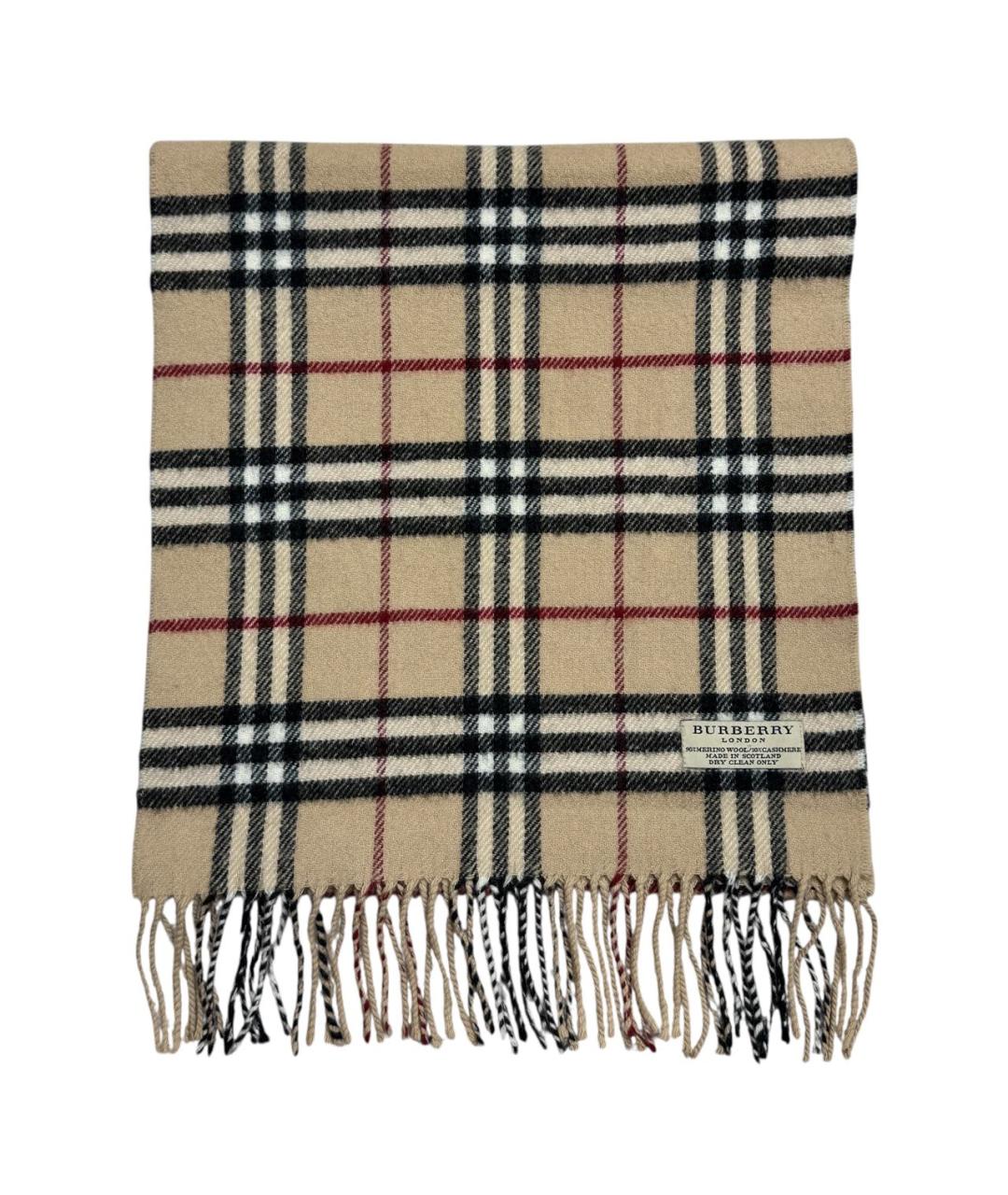 BURBERRY Бежевый шерстяной шарф, фото 4