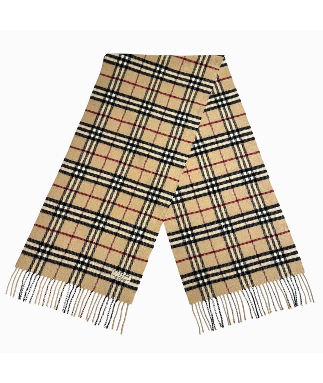 BURBERRY Бежевый шерстяной шарф, фото 3