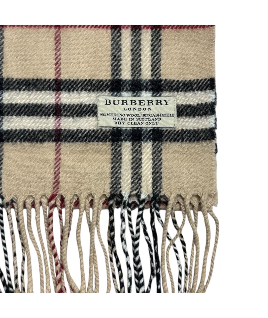 BURBERRY Бежевый шерстяной шарф, фото 2