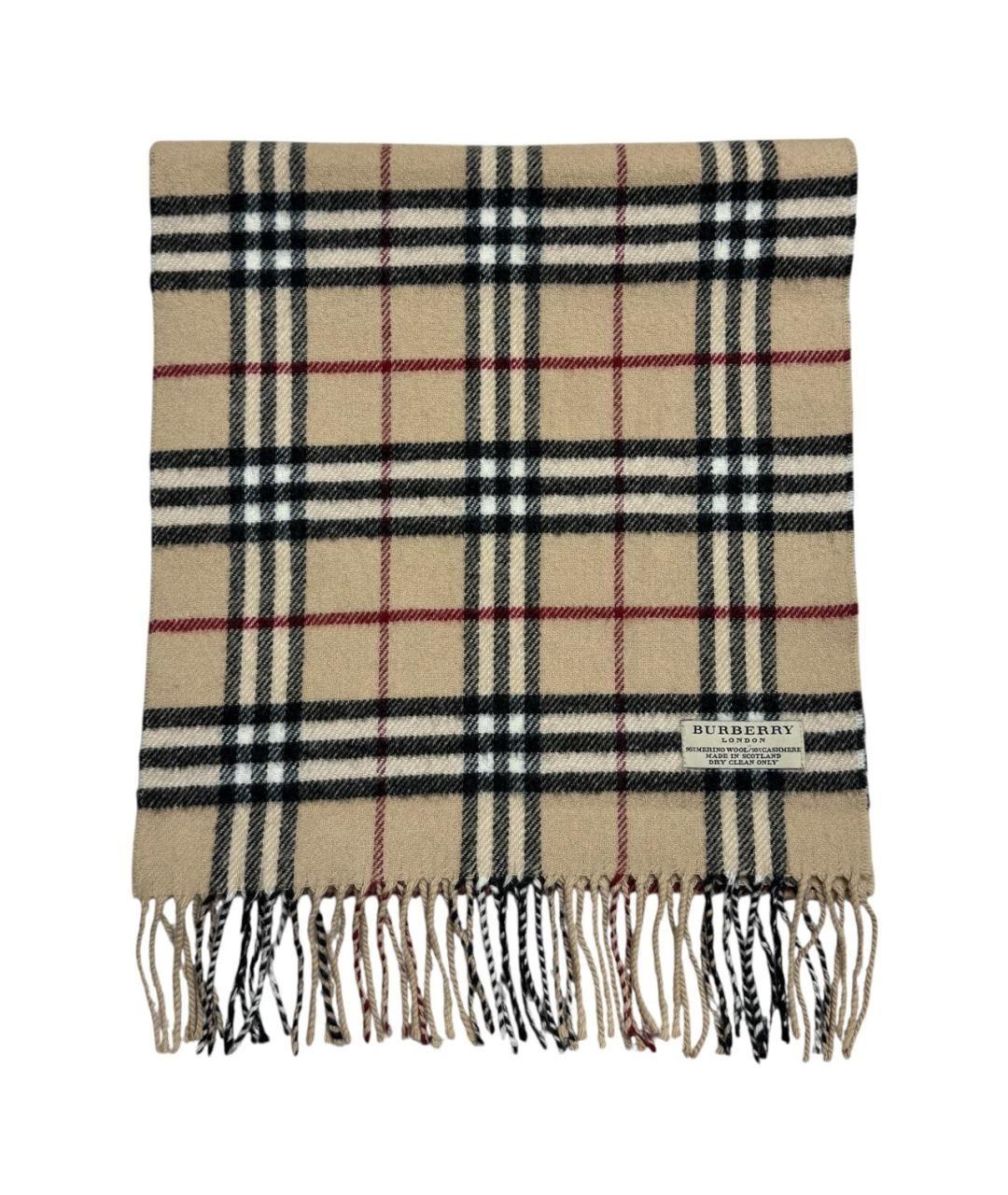 BURBERRY Бежевый шерстяной шарф, фото 1