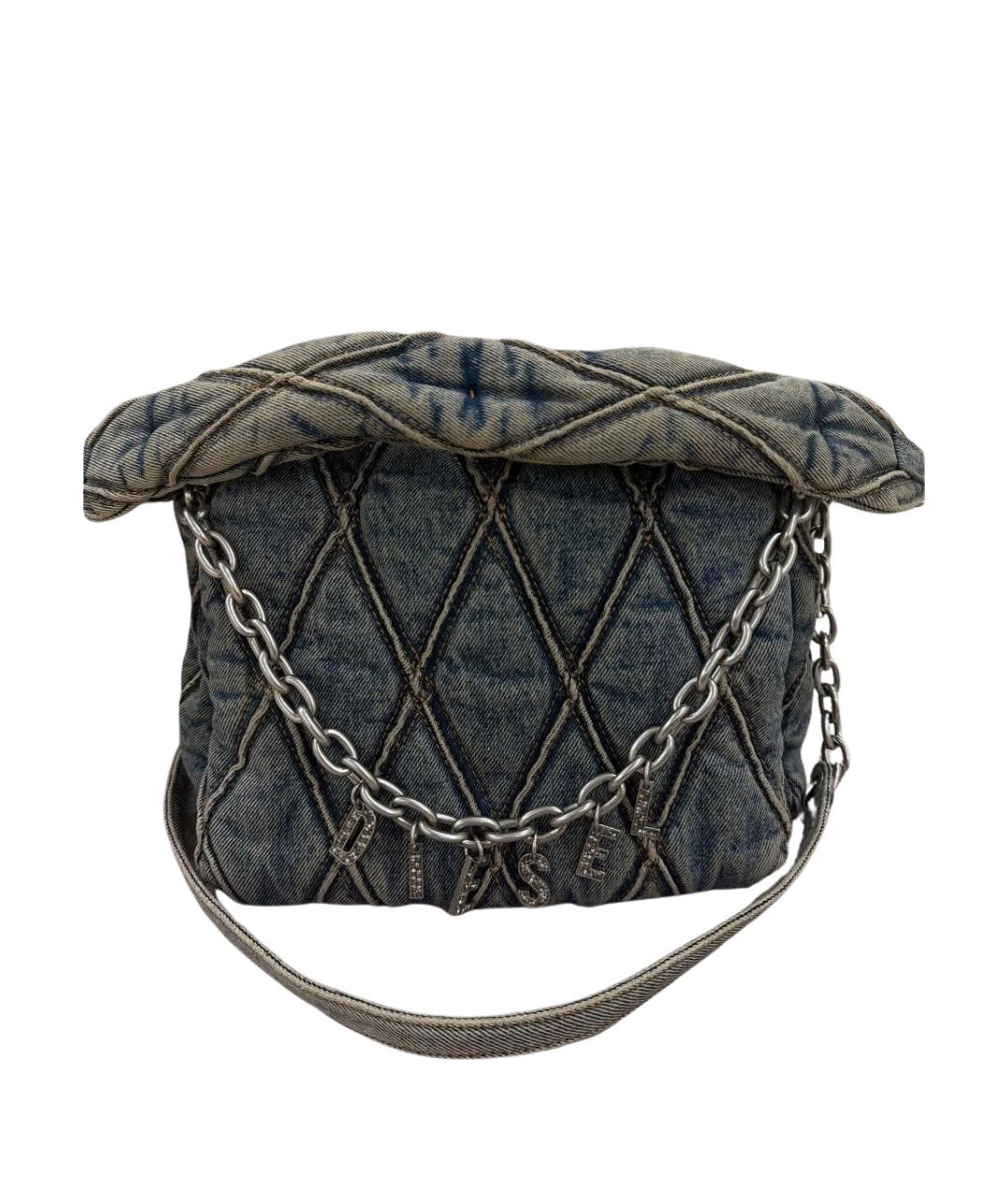 DIESEL Синяя тканевая сумка с короткими ручками, фото 1