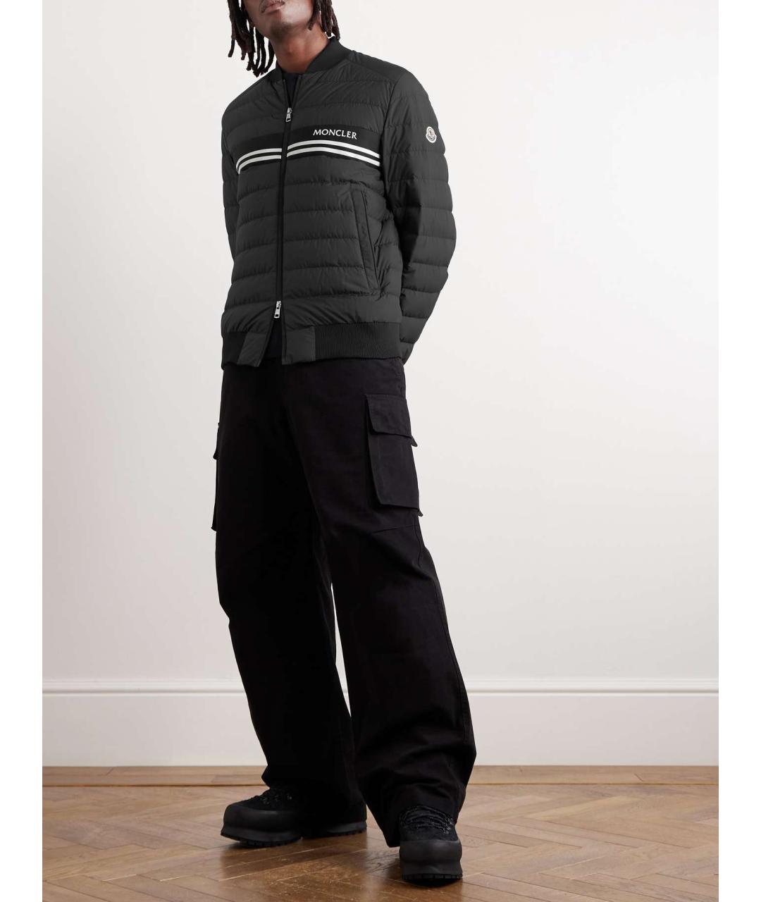 MONCLER Черный полиэстеровый пуховик, фото 5