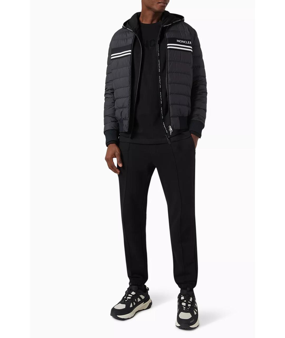 MONCLER Черный полиэстеровый пуховик, фото 4