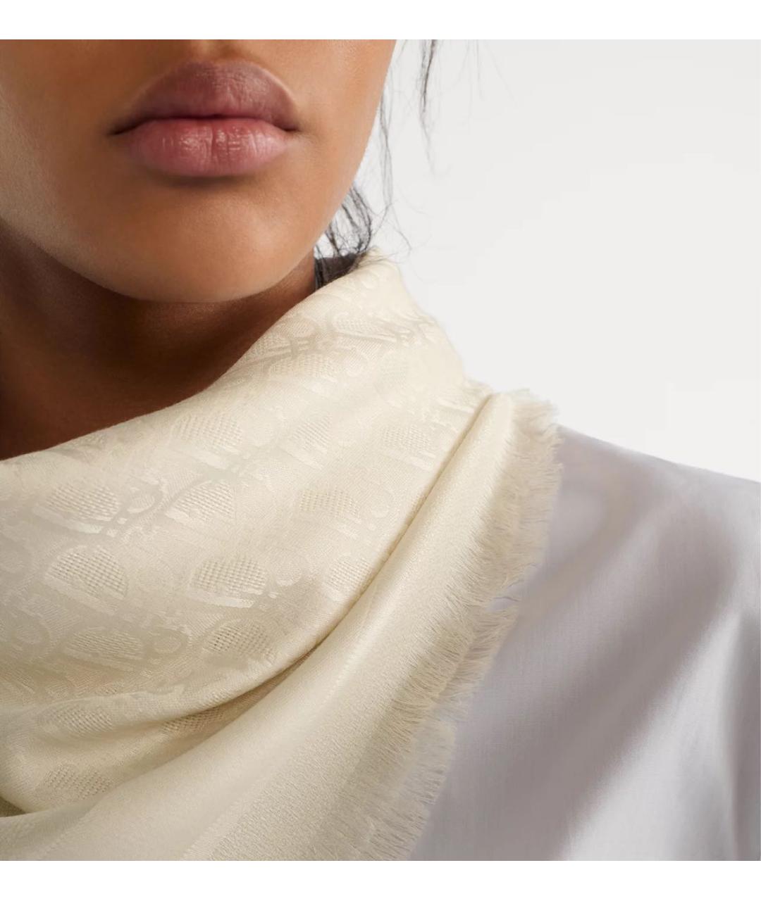 CHRISTIAN DIOR Бежевый кашемировый платок, фото 3