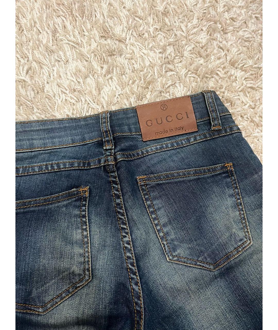 GUCCI Темно-синие хлопковые прямые джинсы, фото 2