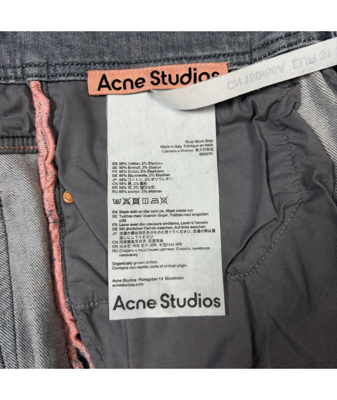 ACNE STUDIOS Антрацитовые хлопковые прямые джинсы, фото 7