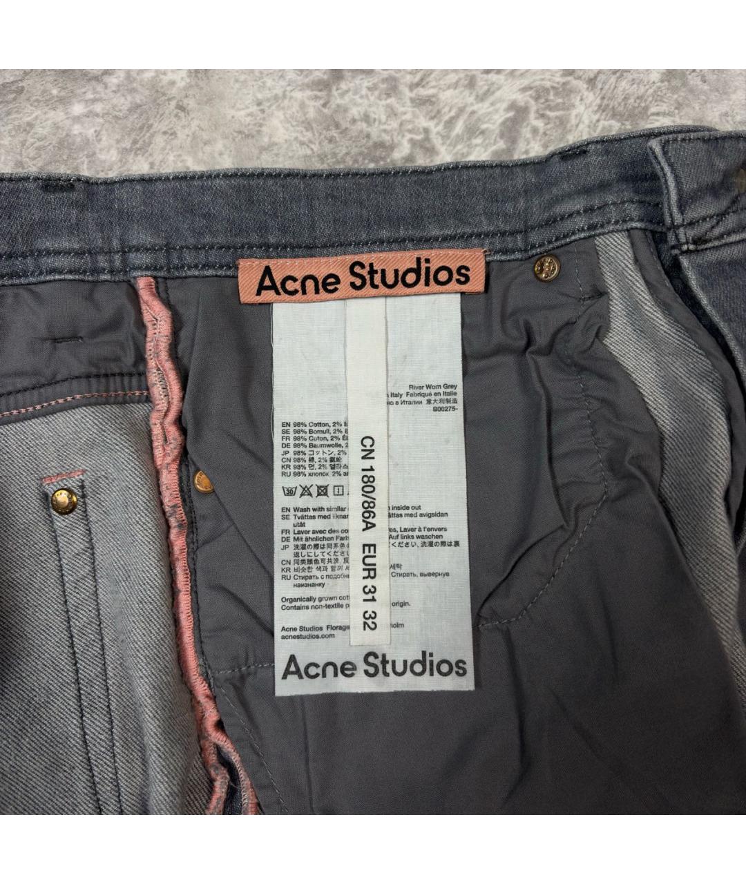 ACNE STUDIOS Антрацитовые хлопковые прямые джинсы, фото 6