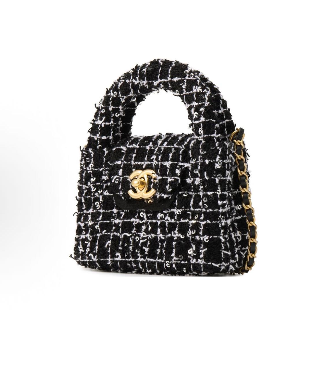 CHANEL Черная твидовая сумка через плечо, фото 2