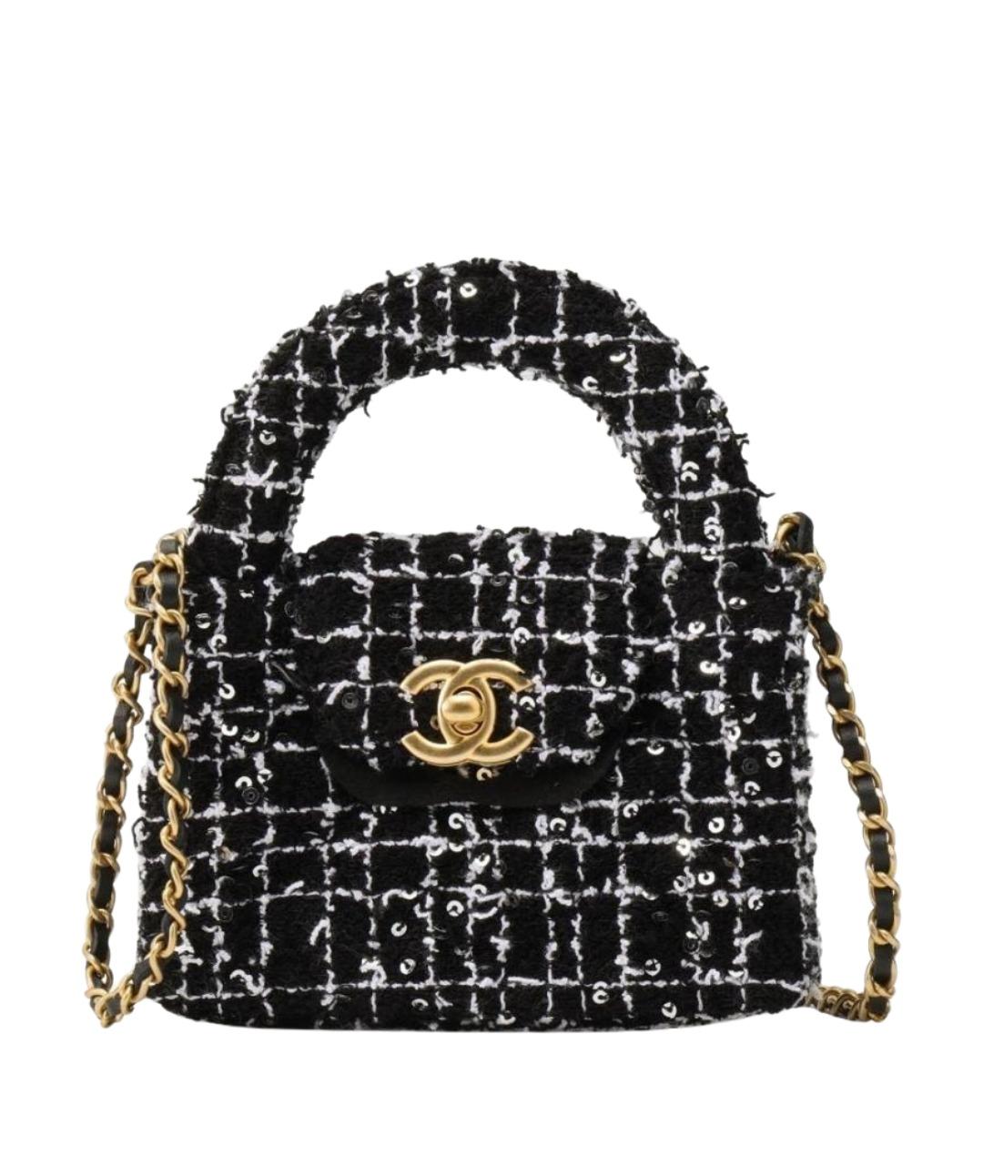 CHANEL Черная твидовая сумка через плечо, фото 1