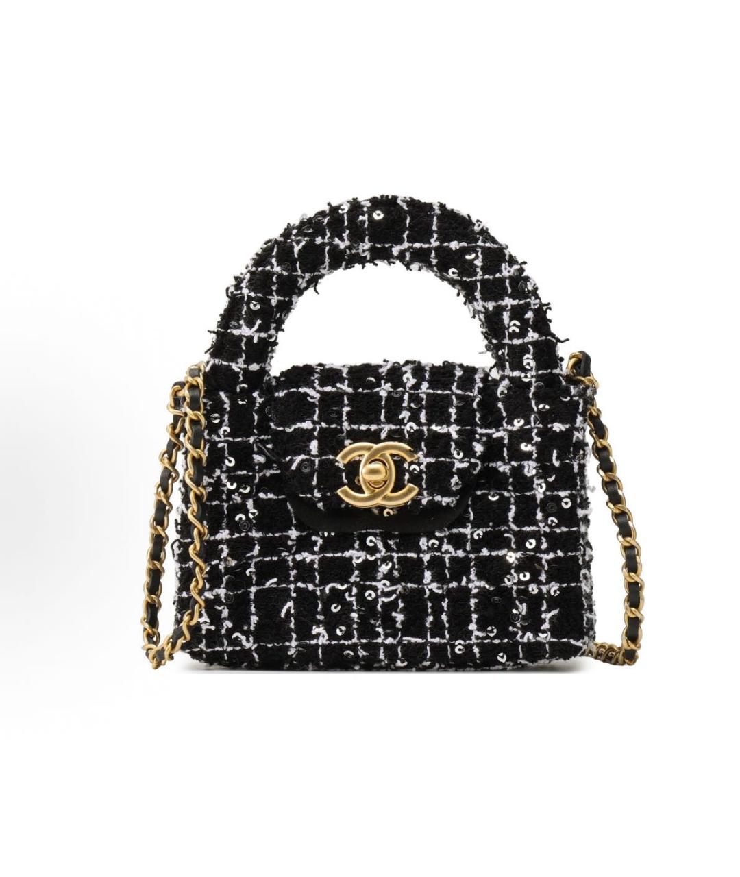 CHANEL Черная твидовая сумка через плечо, фото 4