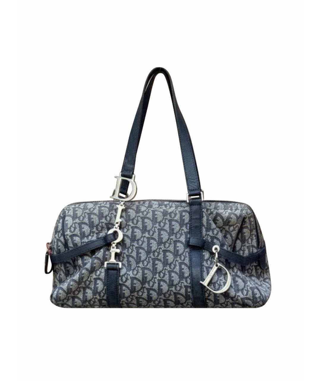 CHRISTIAN DIOR Темно-синяя тканевая сумка с короткими ручками, фото 1