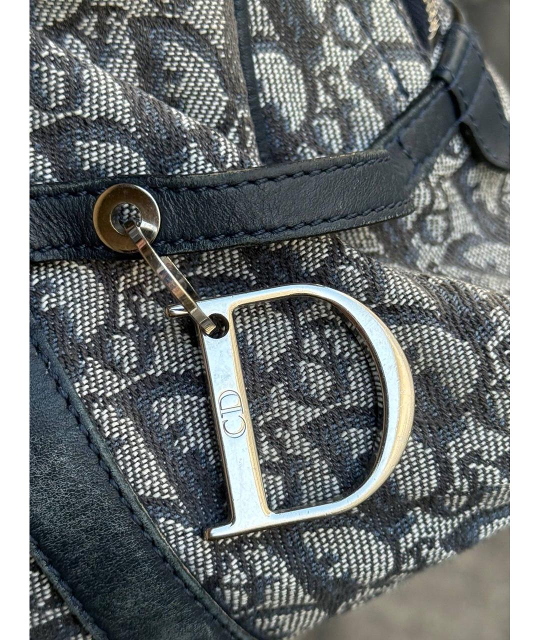 CHRISTIAN DIOR Темно-синяя тканевая сумка с короткими ручками, фото 5