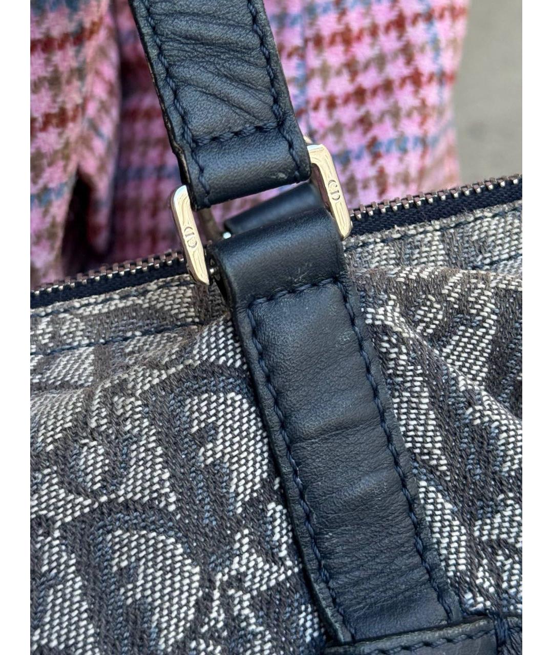 CHRISTIAN DIOR Темно-синяя тканевая сумка с короткими ручками, фото 6