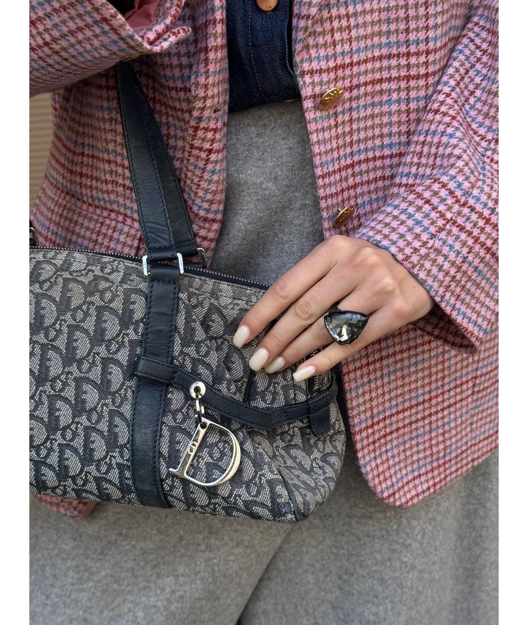 CHRISTIAN DIOR Темно-синяя тканевая сумка с короткими ручками, фото 4