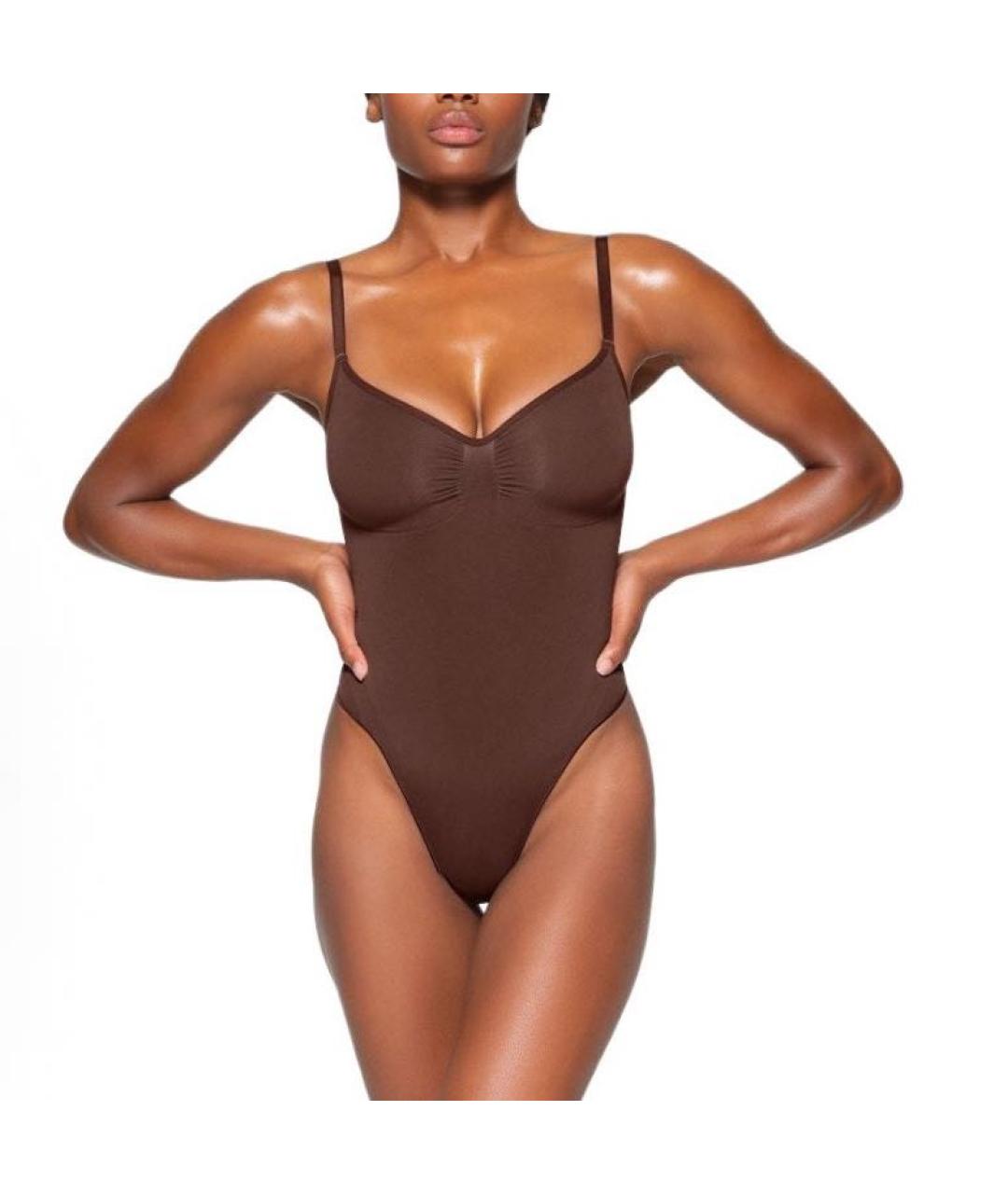 SKIMS Коричневое полиамидовое боди, фото 2