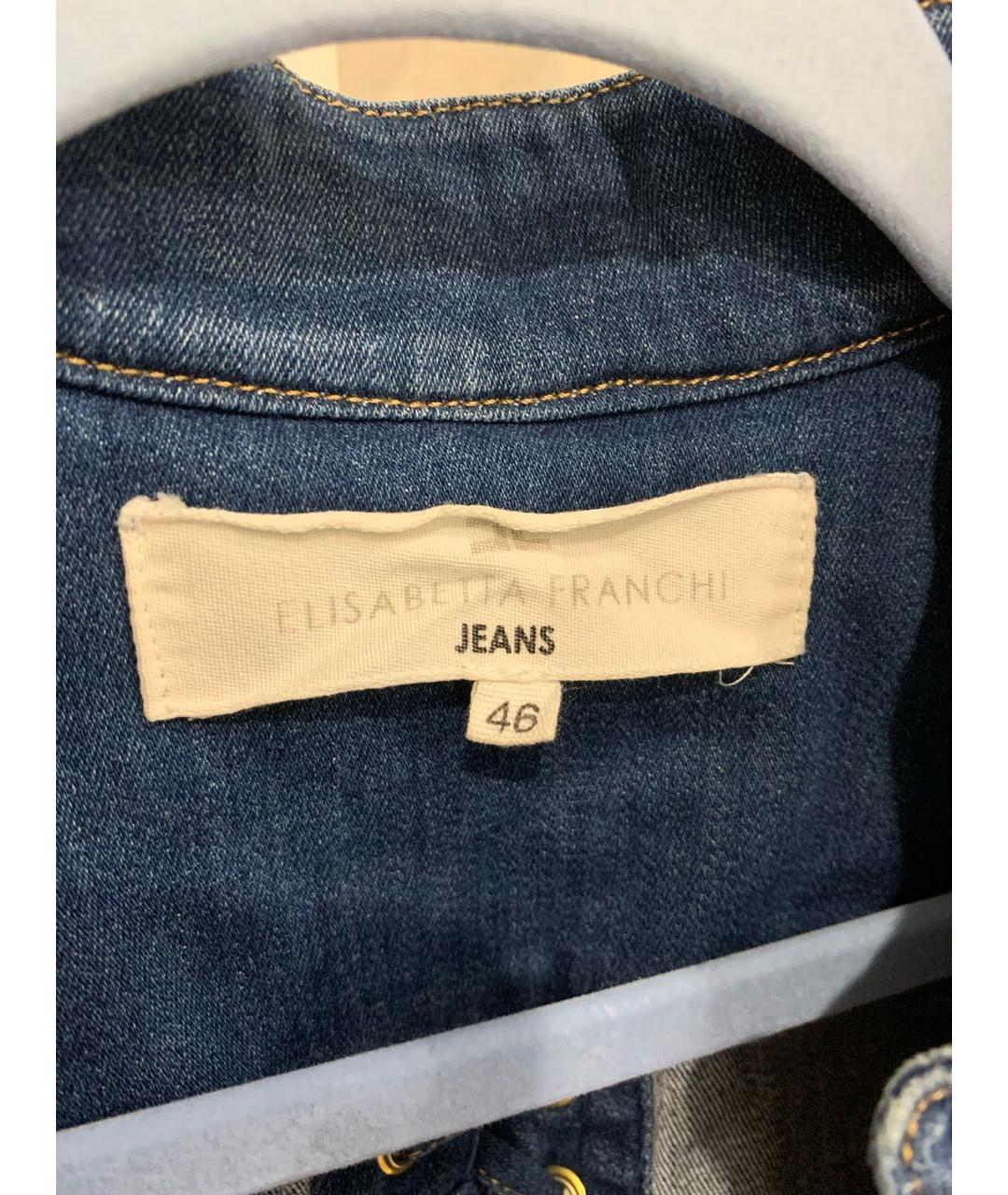 ELISABETTA FRANCHI Темно-синий деним жакет/пиджак, фото 3