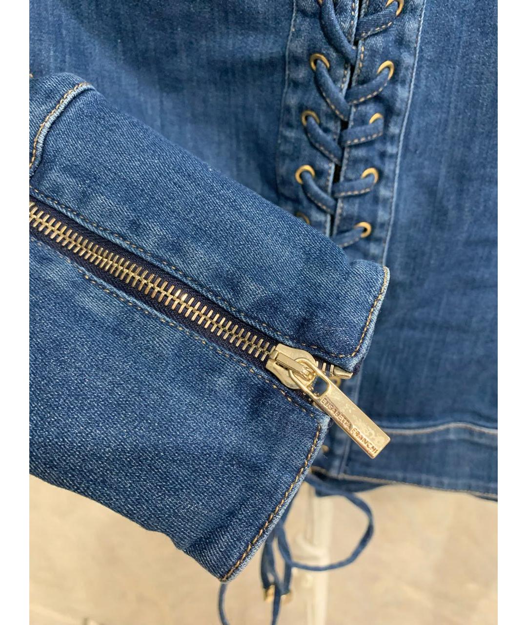 ELISABETTA FRANCHI Темно-синий деним жакет/пиджак, фото 7