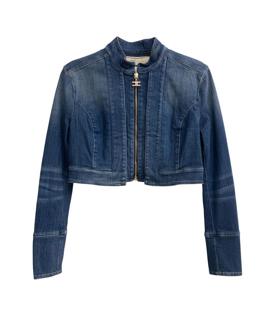 ELISABETTA FRANCHI Темно-синий деним жакет/пиджак, фото 1