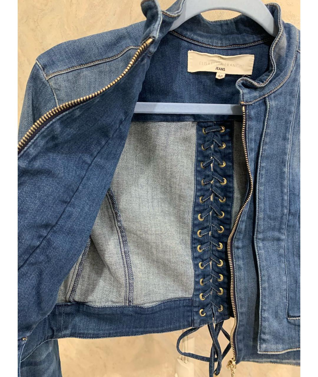 ELISABETTA FRANCHI Темно-синий деним жакет/пиджак, фото 5