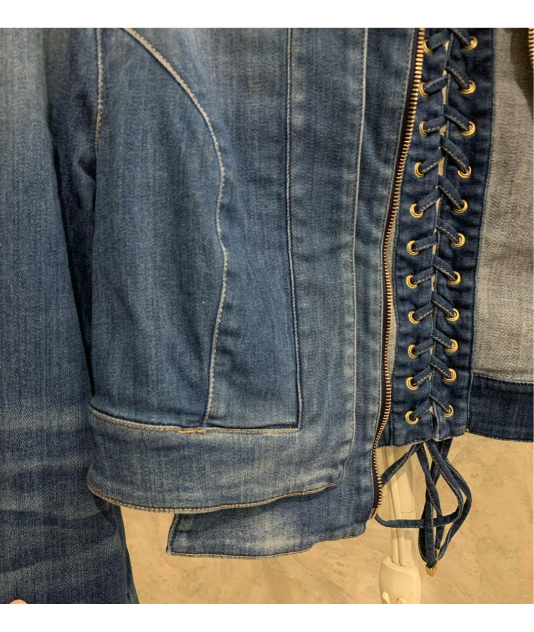 ELISABETTA FRANCHI Темно-синий деним жакет/пиджак, фото 6