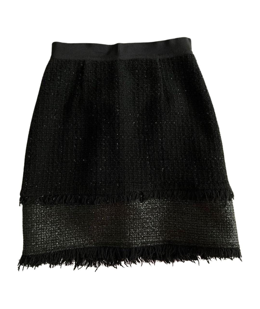 PINKO Черная твидовая юбка мини, фото 1