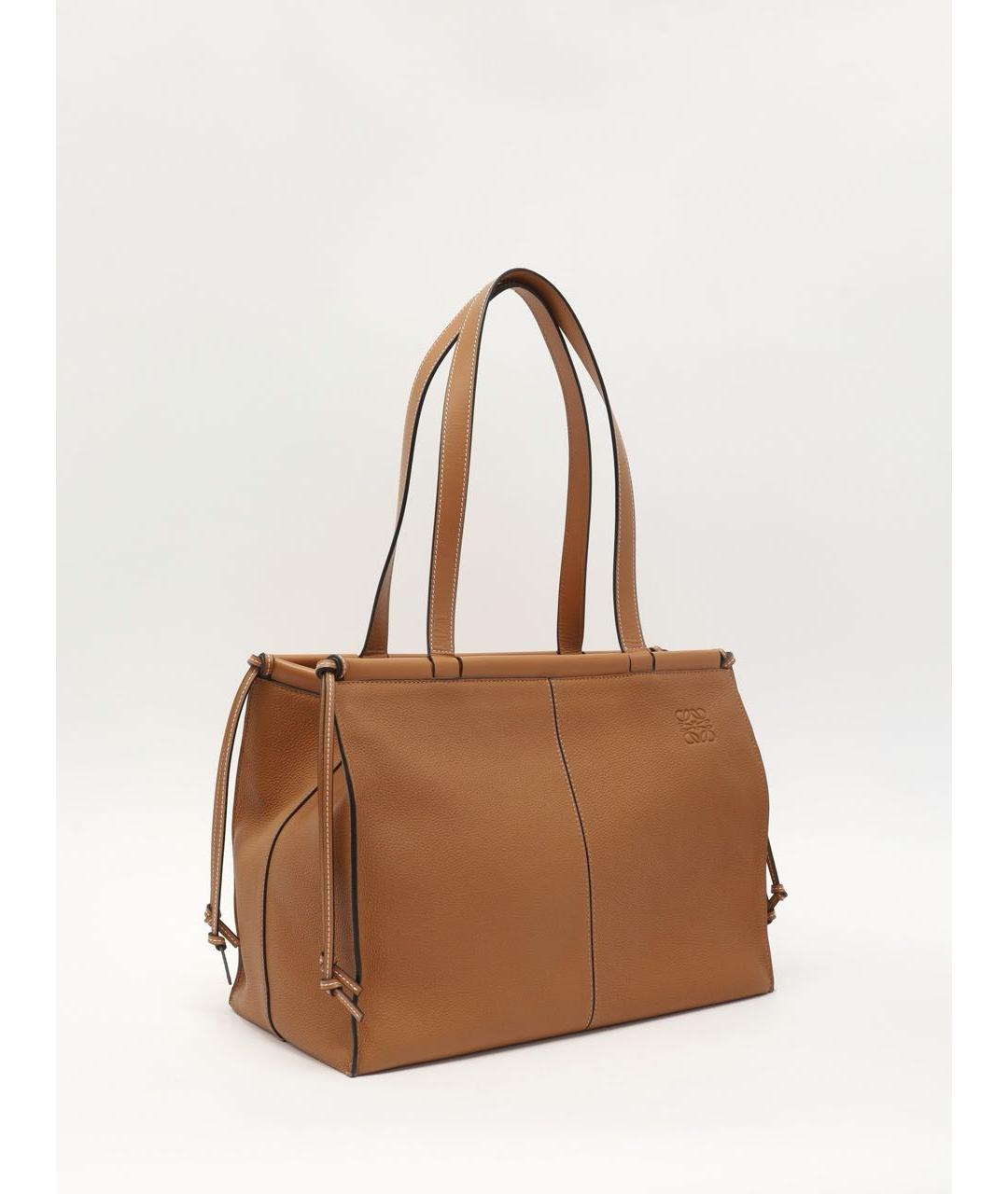 LOEWE Коричневая кожаная сумка с короткими ручками, фото 2