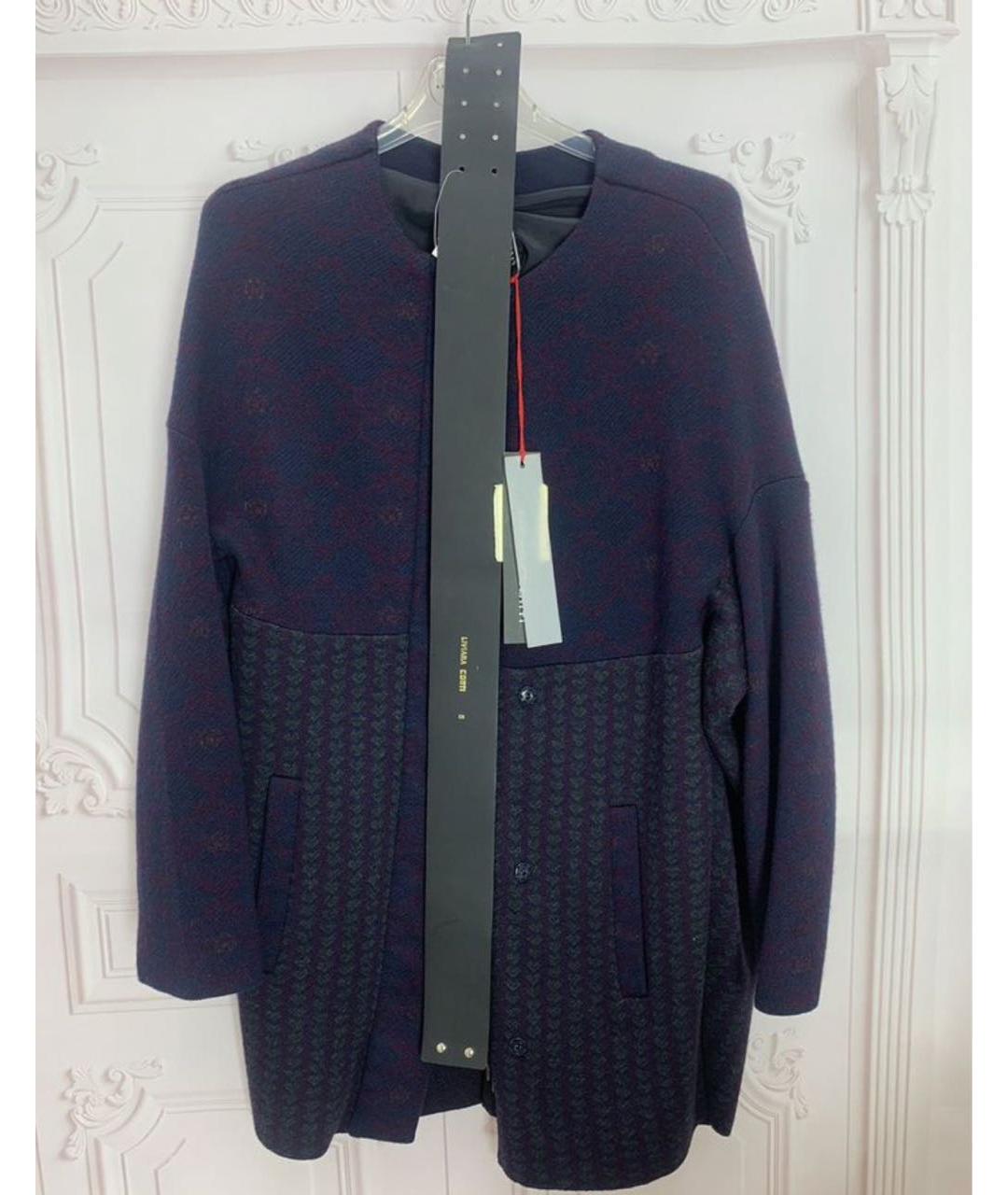 LIVIANA CONTI Синее шерстяное пальто, фото 8