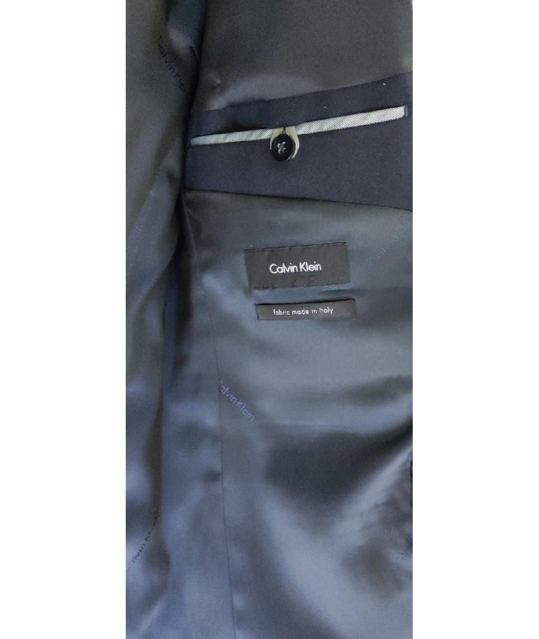 CALVIN KLEIN Темно-синий шерстяной пиджак, фото 3