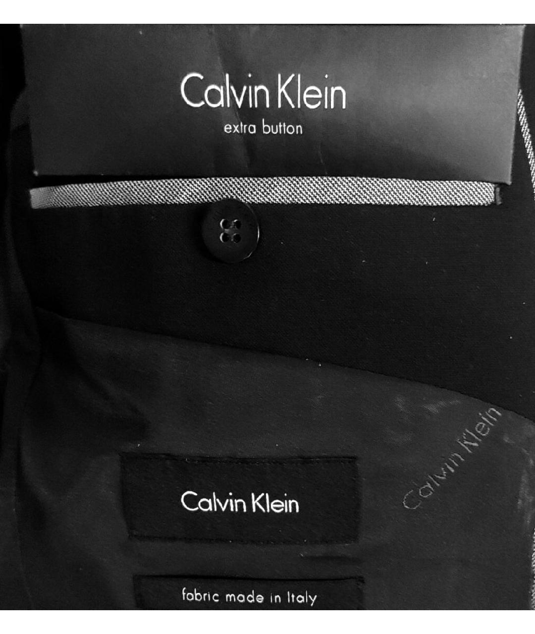 CALVIN KLEIN Темно-синий шерстяной пиджак, фото 6