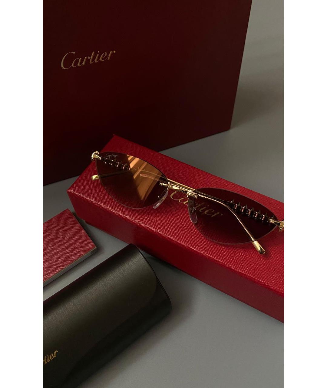 CARTIER Золотые металлические солнцезащитные очки, фото 2
