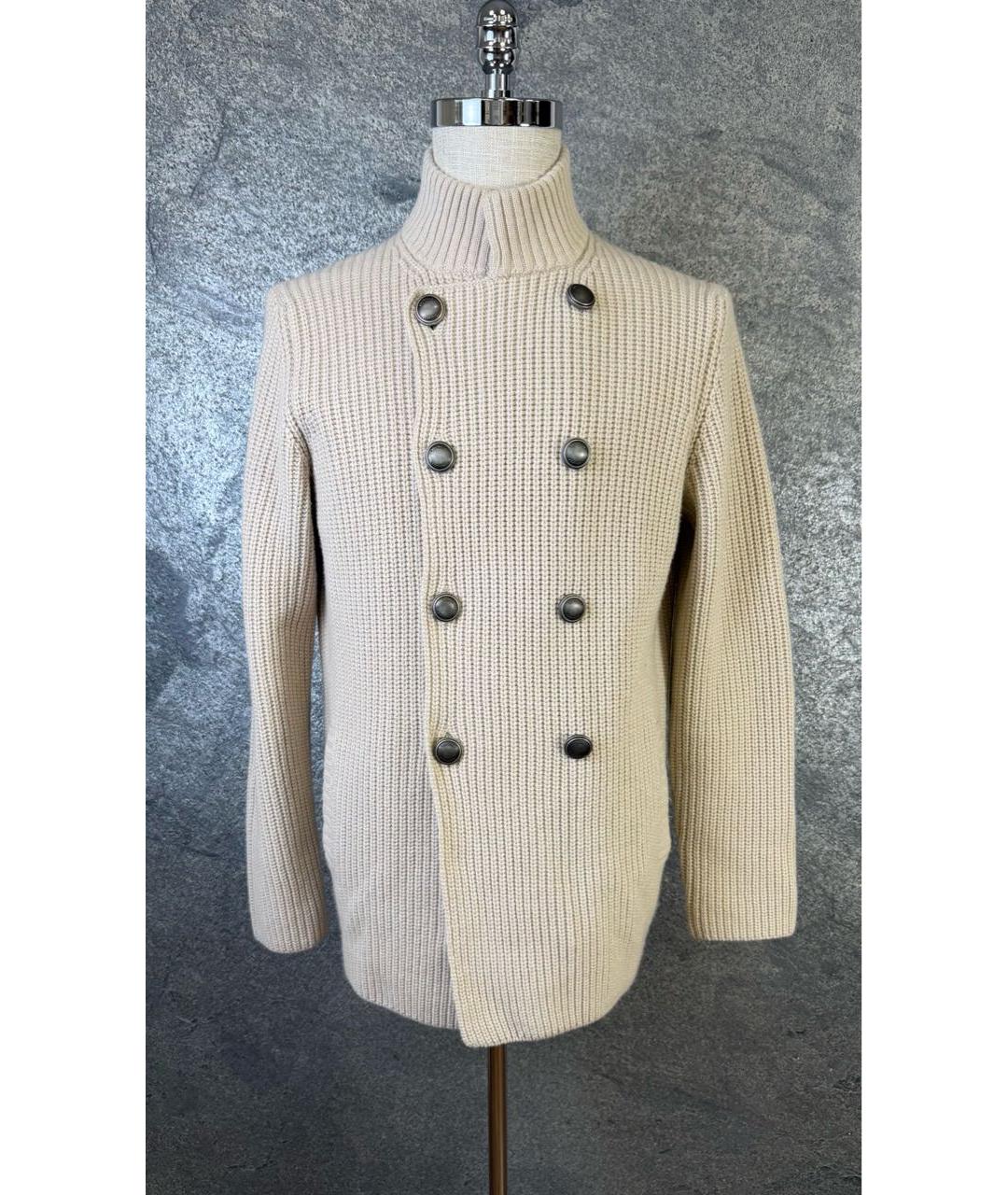 BRUNELLO CUCINELLI Бежевый кашемировый кардиган, фото 9
