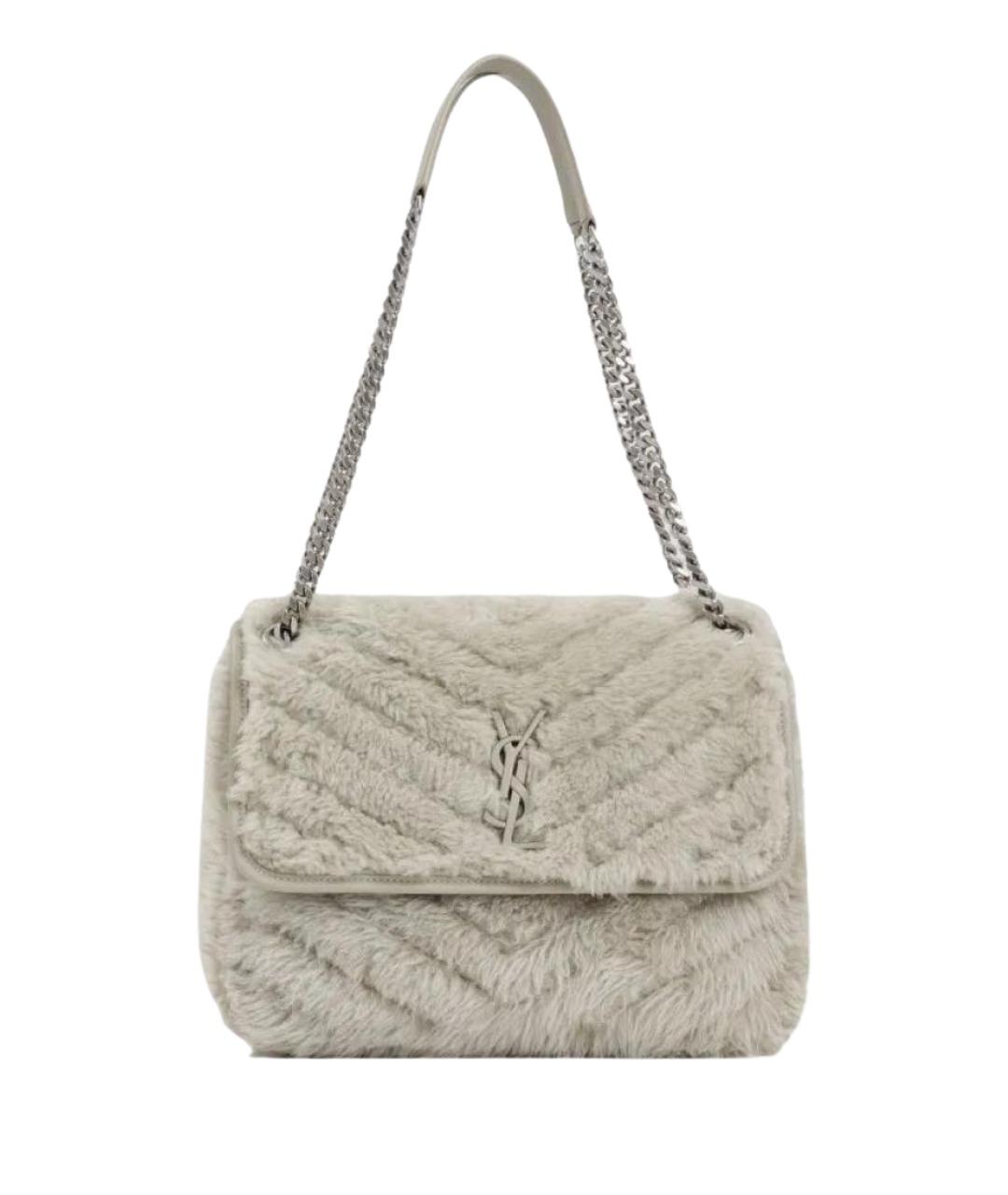 SAINT LAURENT Серая шерстяная сумка с короткими ручками, фото 1