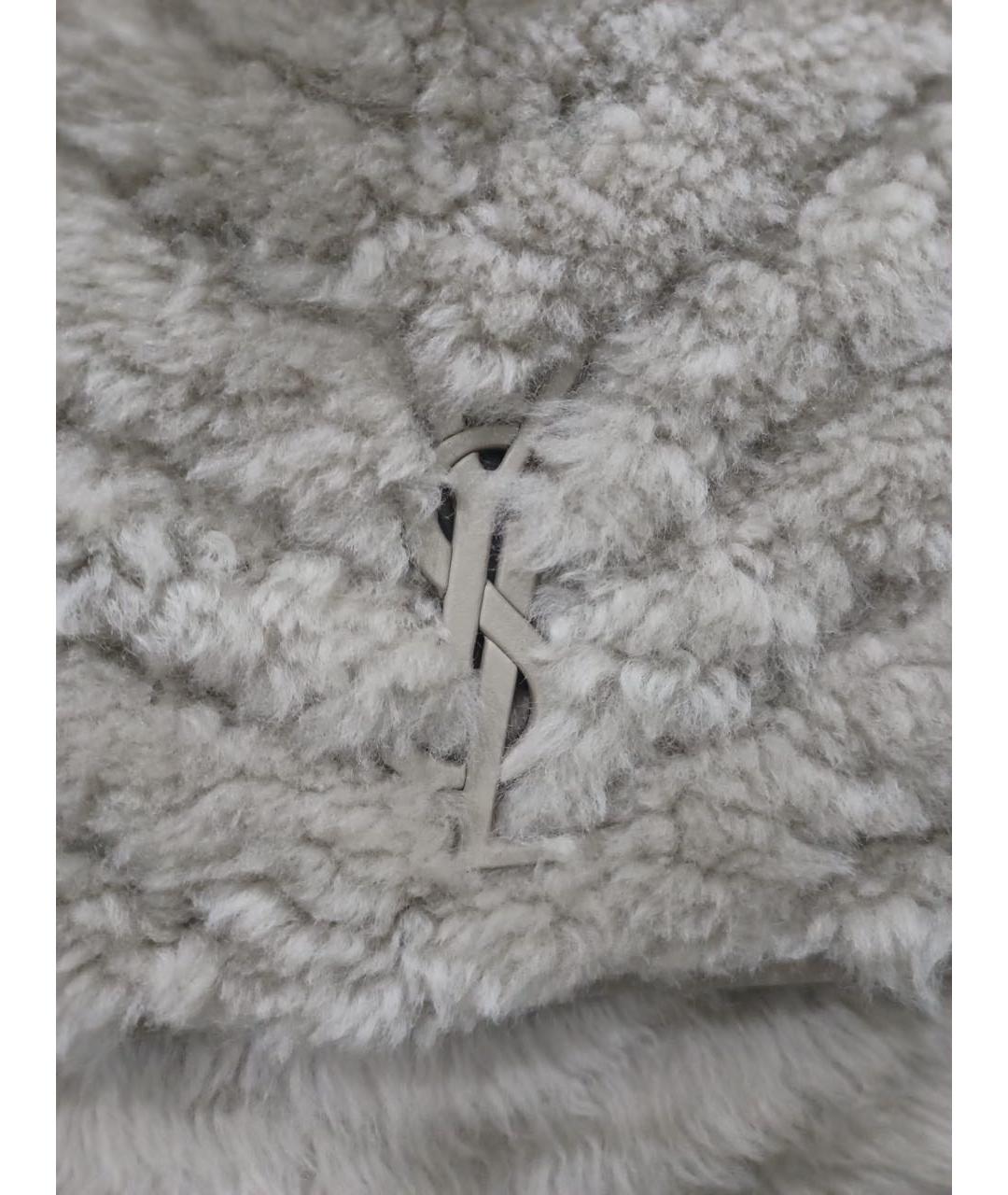 SAINT LAURENT Серая шерстяная сумка с короткими ручками, фото 6