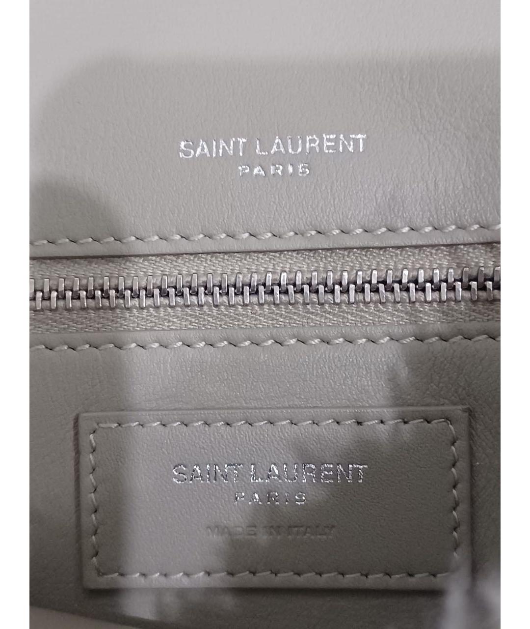 SAINT LAURENT Серая шерстяная сумка с короткими ручками, фото 4