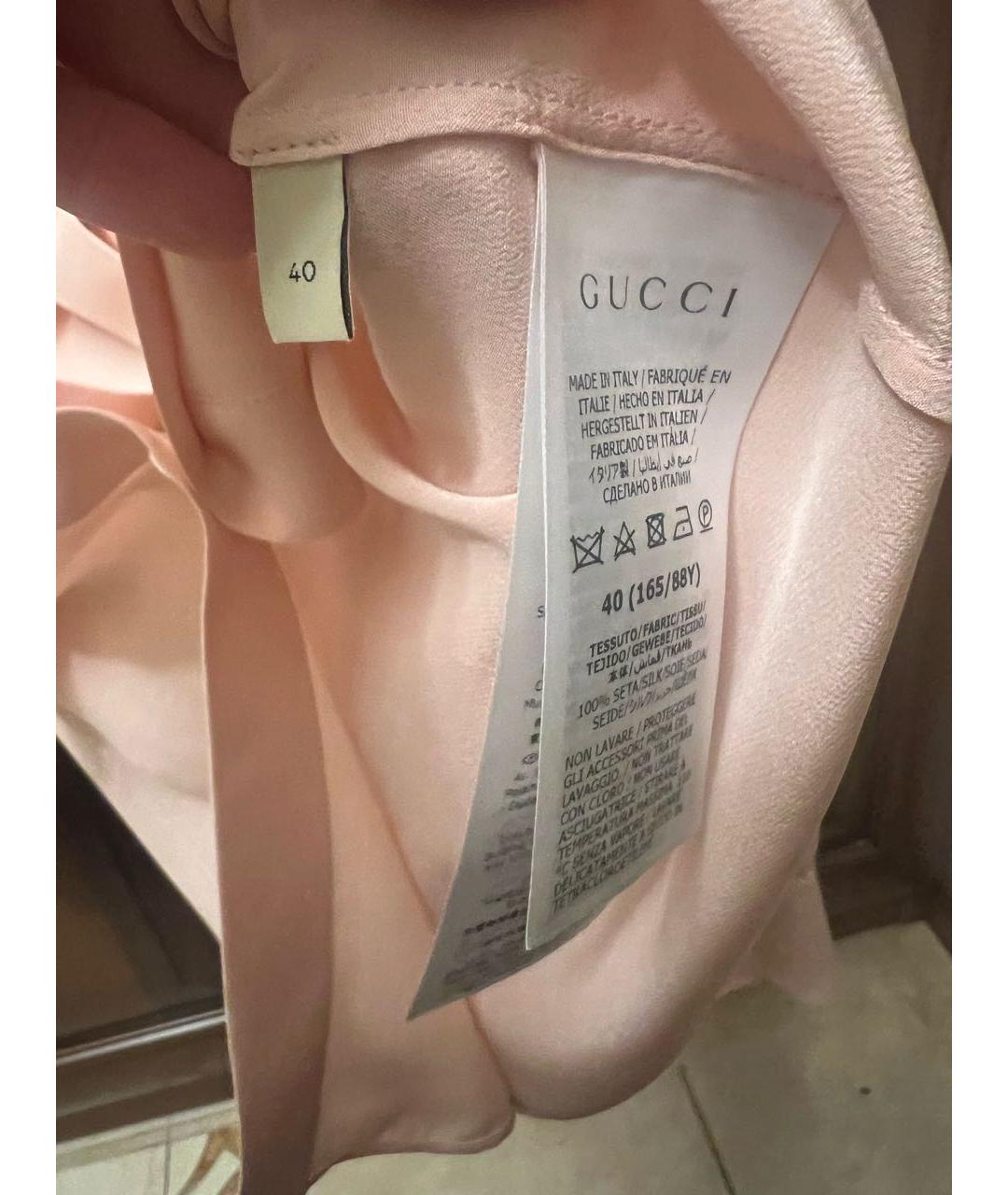GUCCI Розовая шелковая блузы, фото 5
