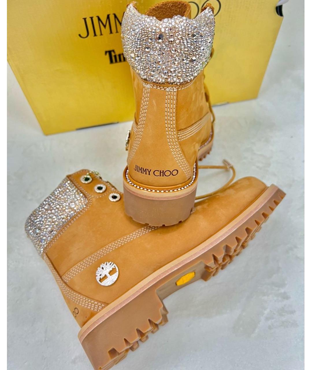 JIMMY CHOO Горчичные нубуковые ботинки, фото 7