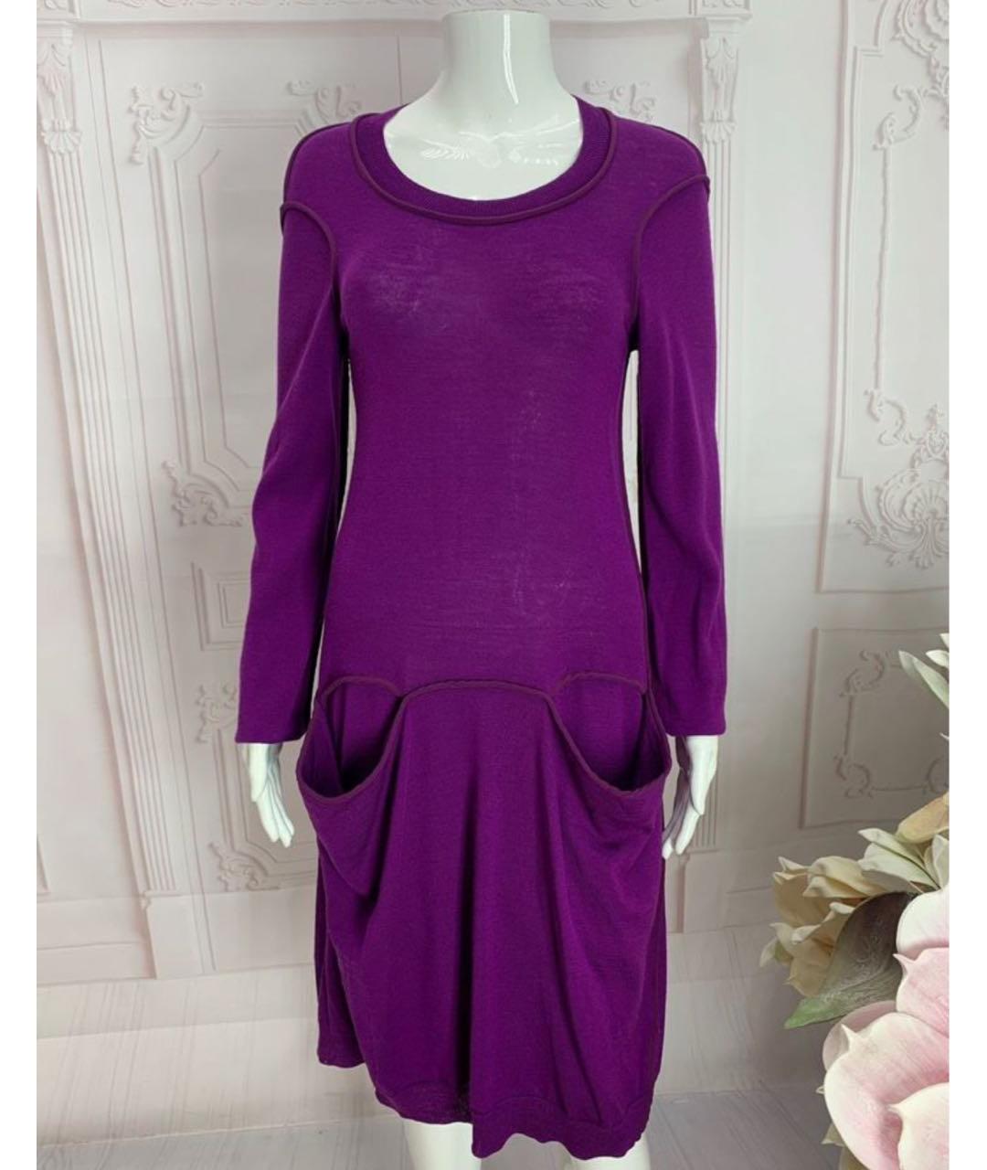 LIVIANA CONTI Фиолетовое шерстяное повседневное платье, фото 5
