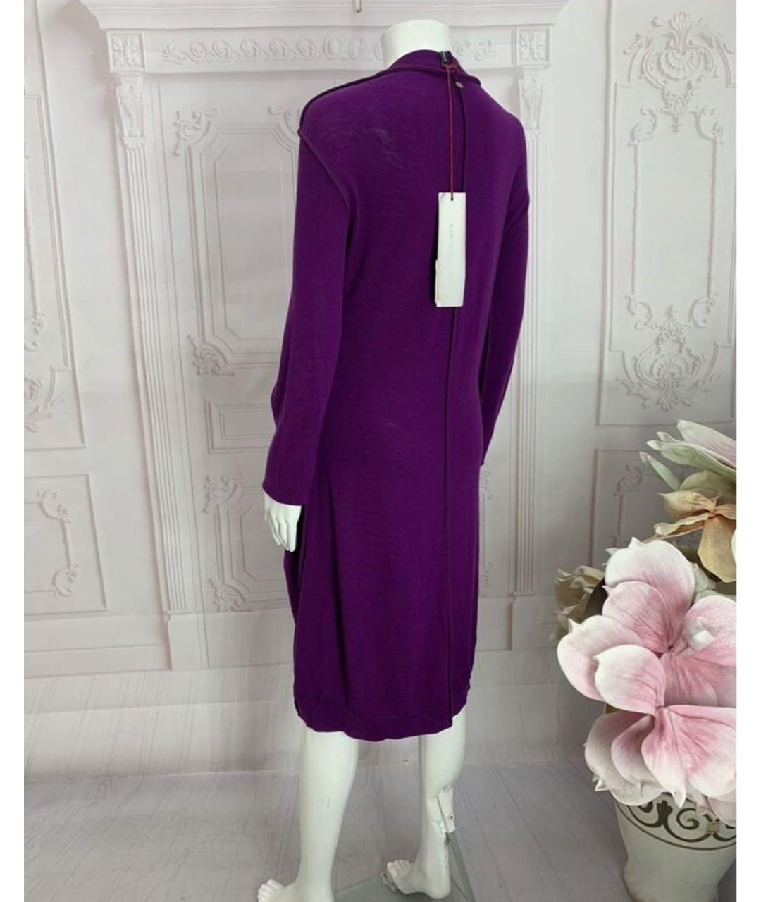 LIVIANA CONTI Фиолетовое шерстяное повседневное платье, фото 8