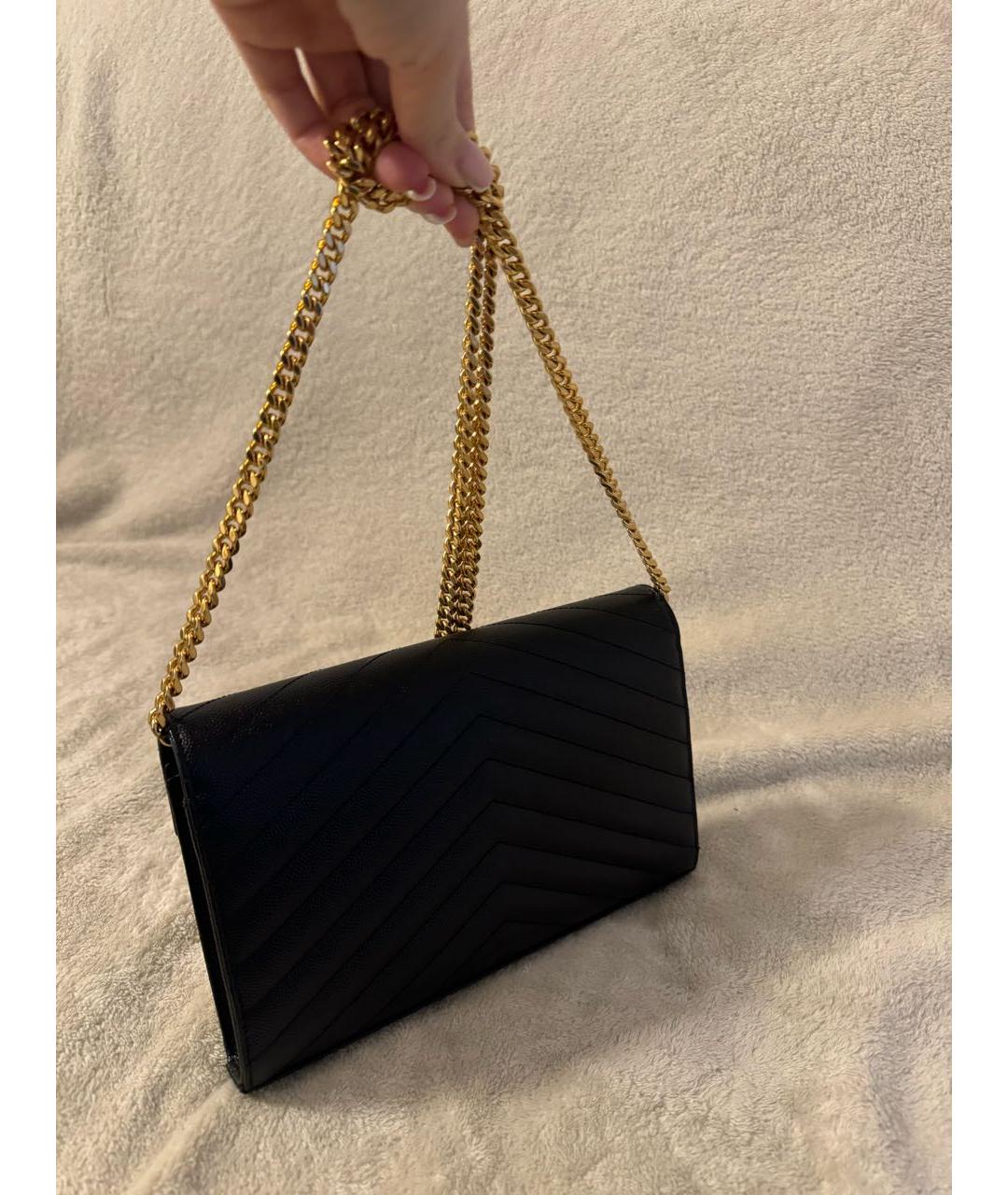 SAINT LAURENT Черная кожаная сумка через плечо, фото 3