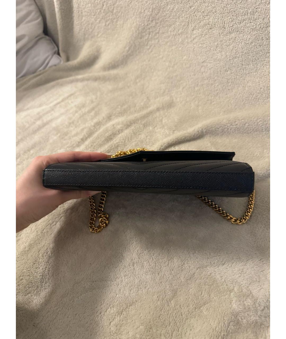SAINT LAURENT Черная кожаная сумка через плечо, фото 7