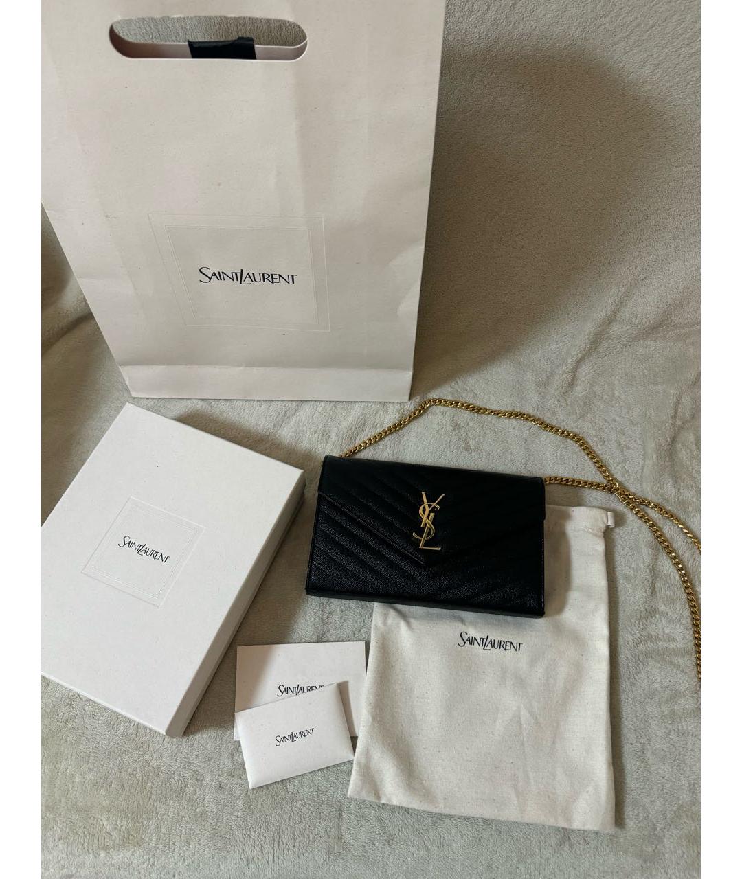 SAINT LAURENT Черная кожаная сумка через плечо, фото 8