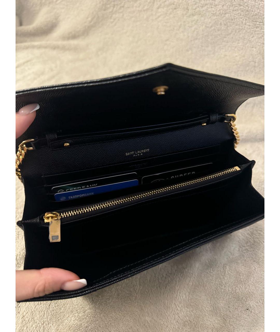 SAINT LAURENT Черная кожаная сумка через плечо, фото 4