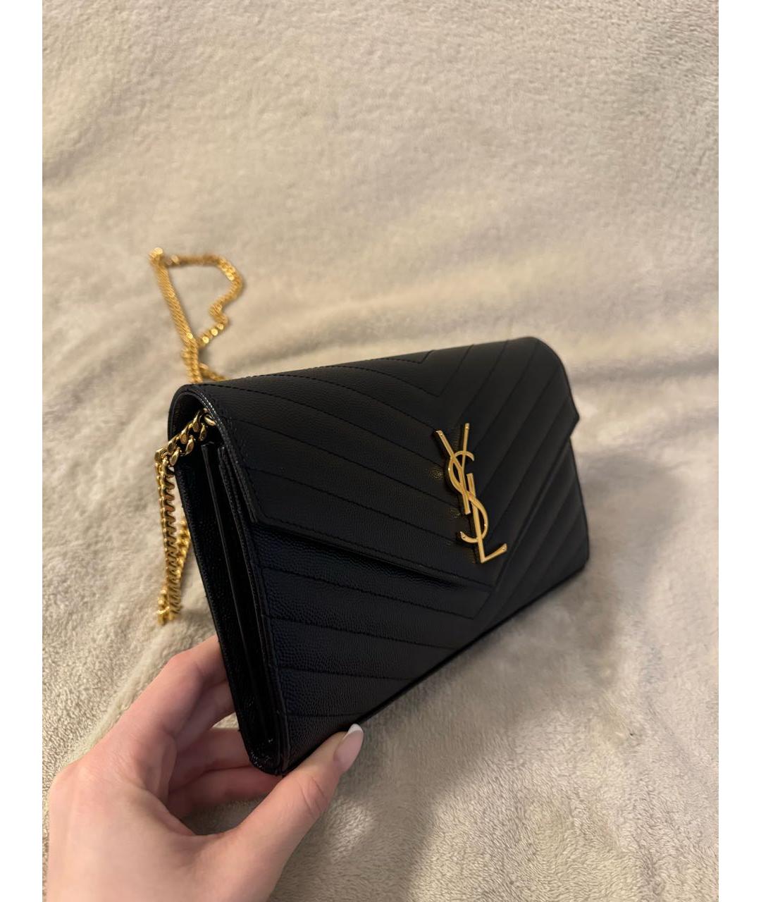 SAINT LAURENT Черная кожаная сумка через плечо, фото 2