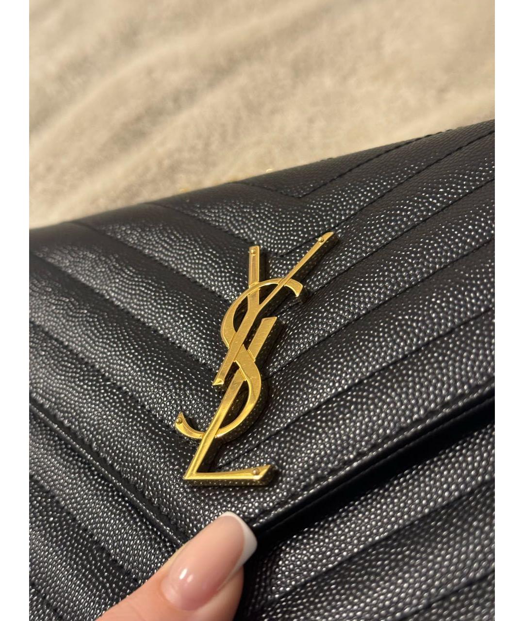 SAINT LAURENT Черная кожаная сумка через плечо, фото 5