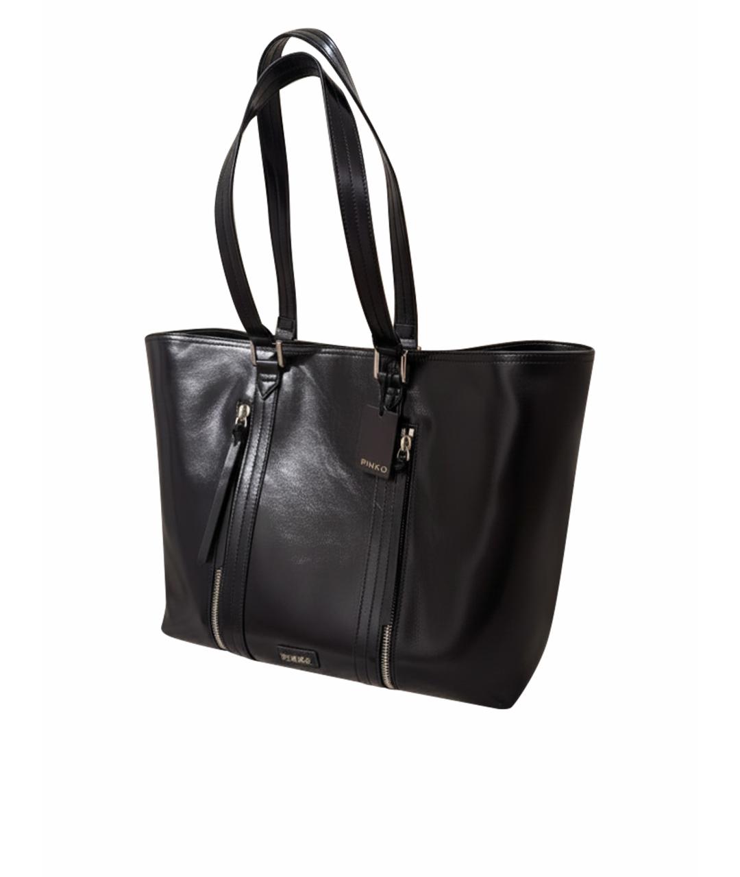 PINKO Черная кожаная сумка с короткими ручками, фото 1