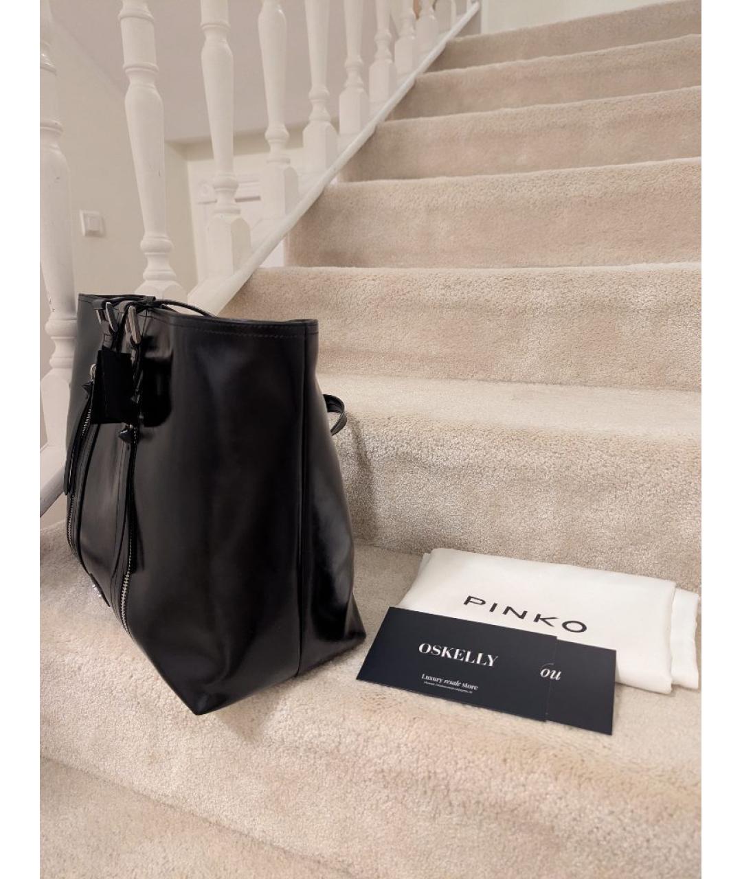 PINKO Черная кожаная сумка с короткими ручками, фото 2