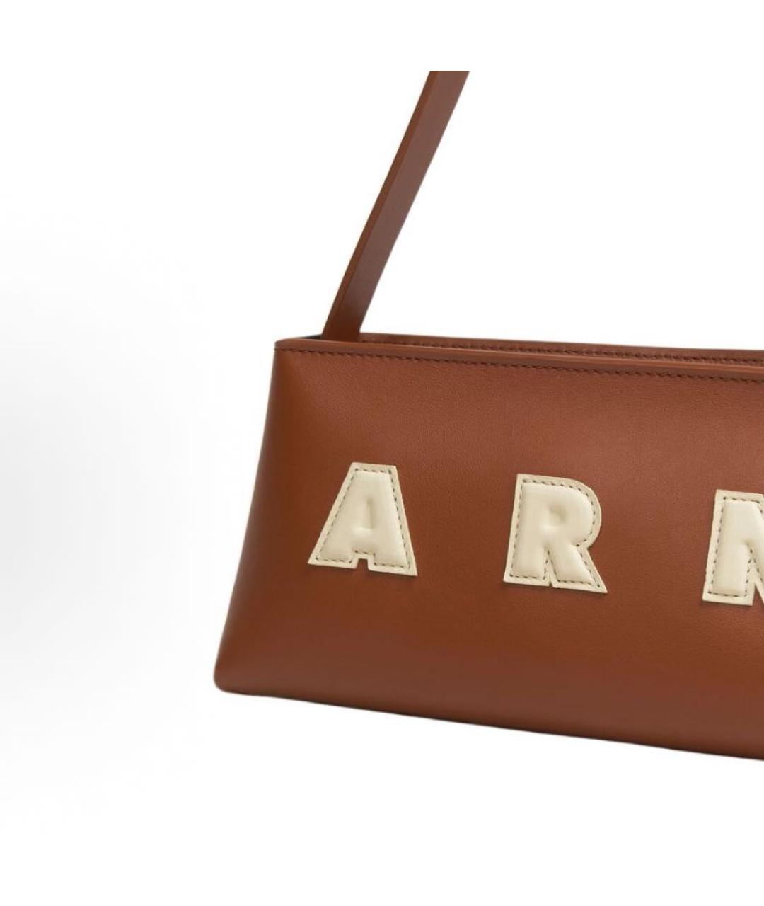 MARNI Коричневая кожаная сумка с короткими ручками, фото 4
