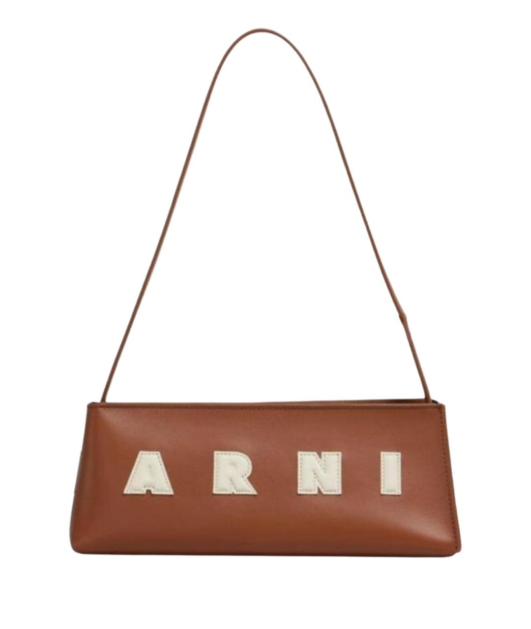 MARNI Коричневая кожаная сумка с короткими ручками, фото 1
