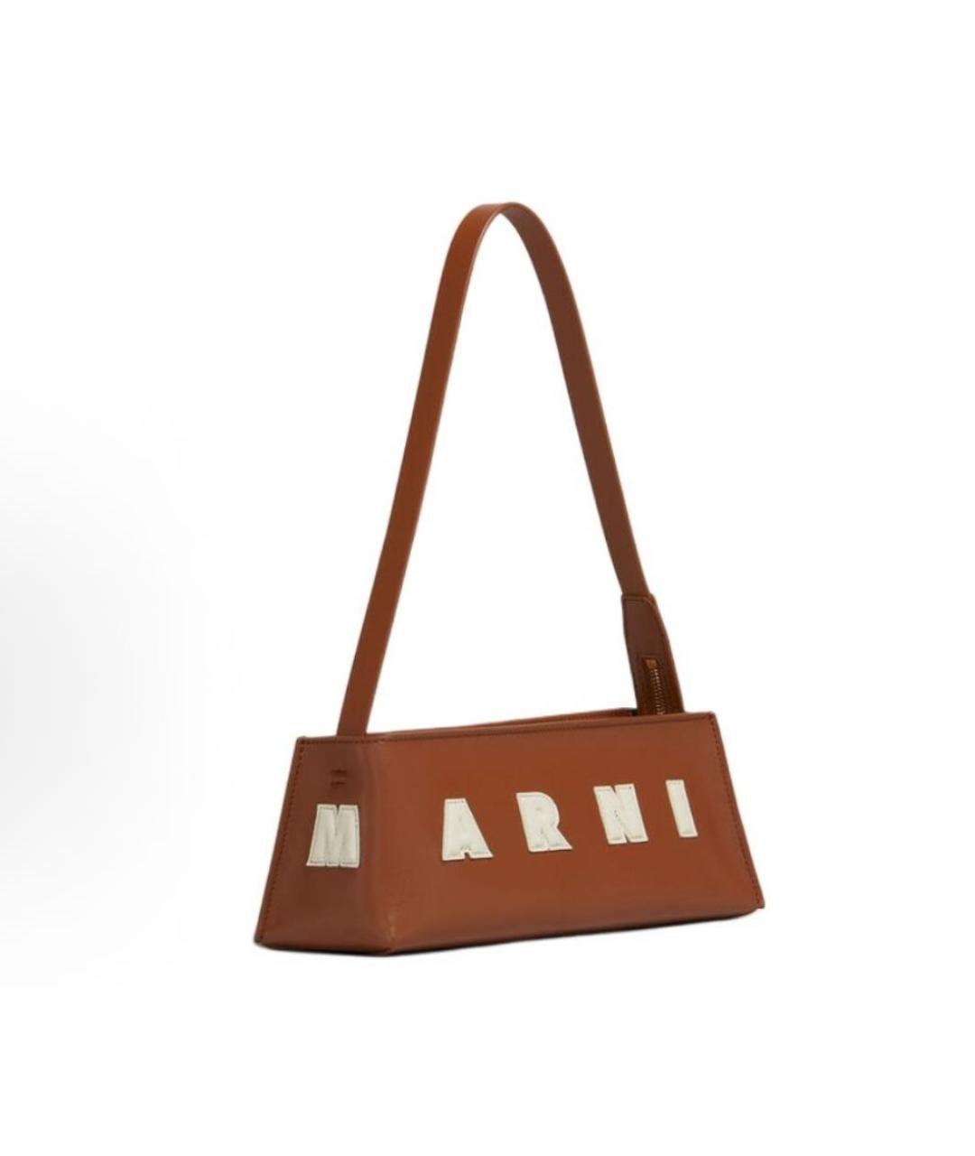 MARNI Коричневая кожаная сумка с короткими ручками, фото 2